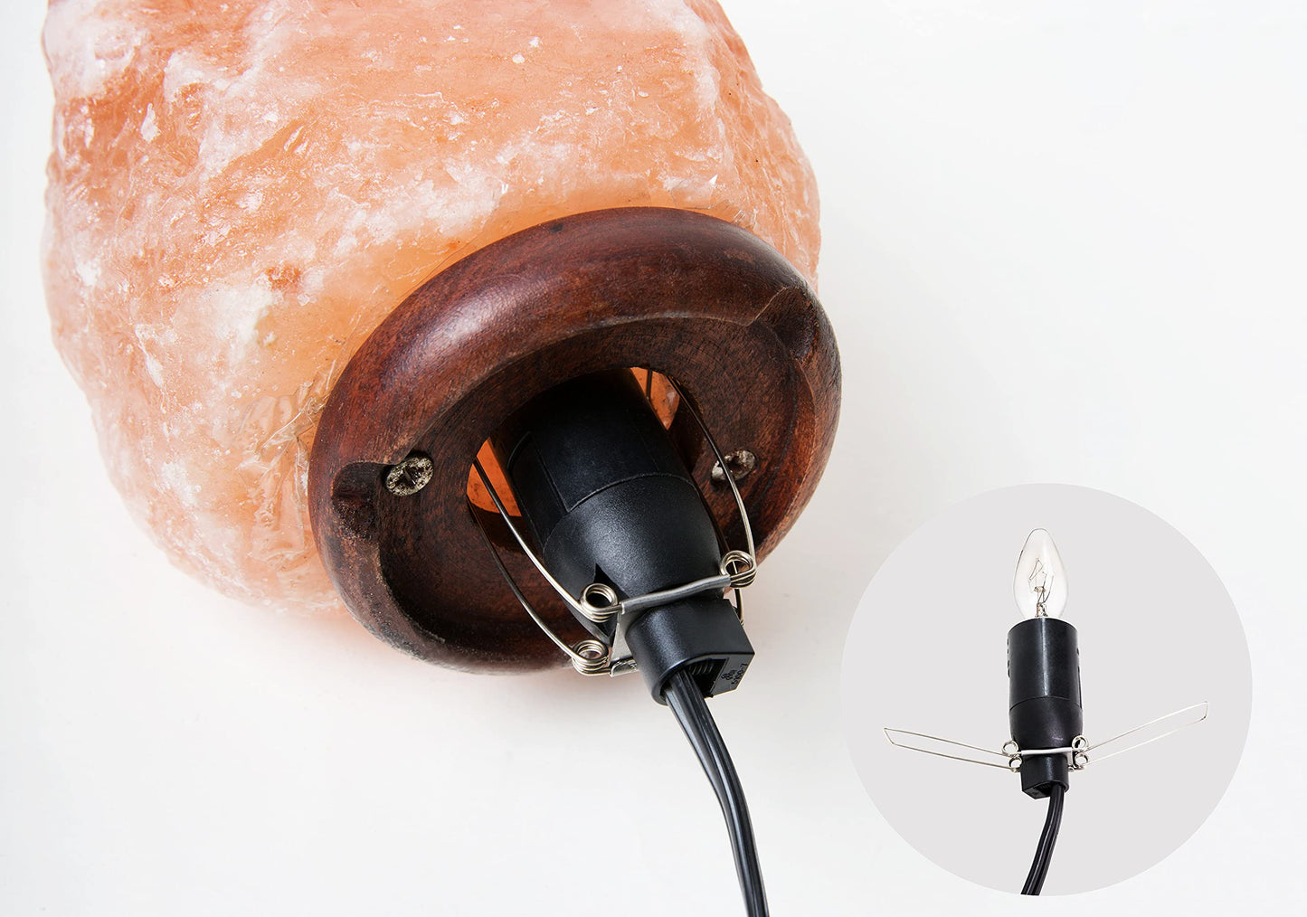 Venforze Himalayan Salt Lamp Cord (5 Feet Cord with Metal Clip) with Dimmer Switch, Original Replacement Cord and 6 Packs E12 Halogen Salt Lamp Bulbs