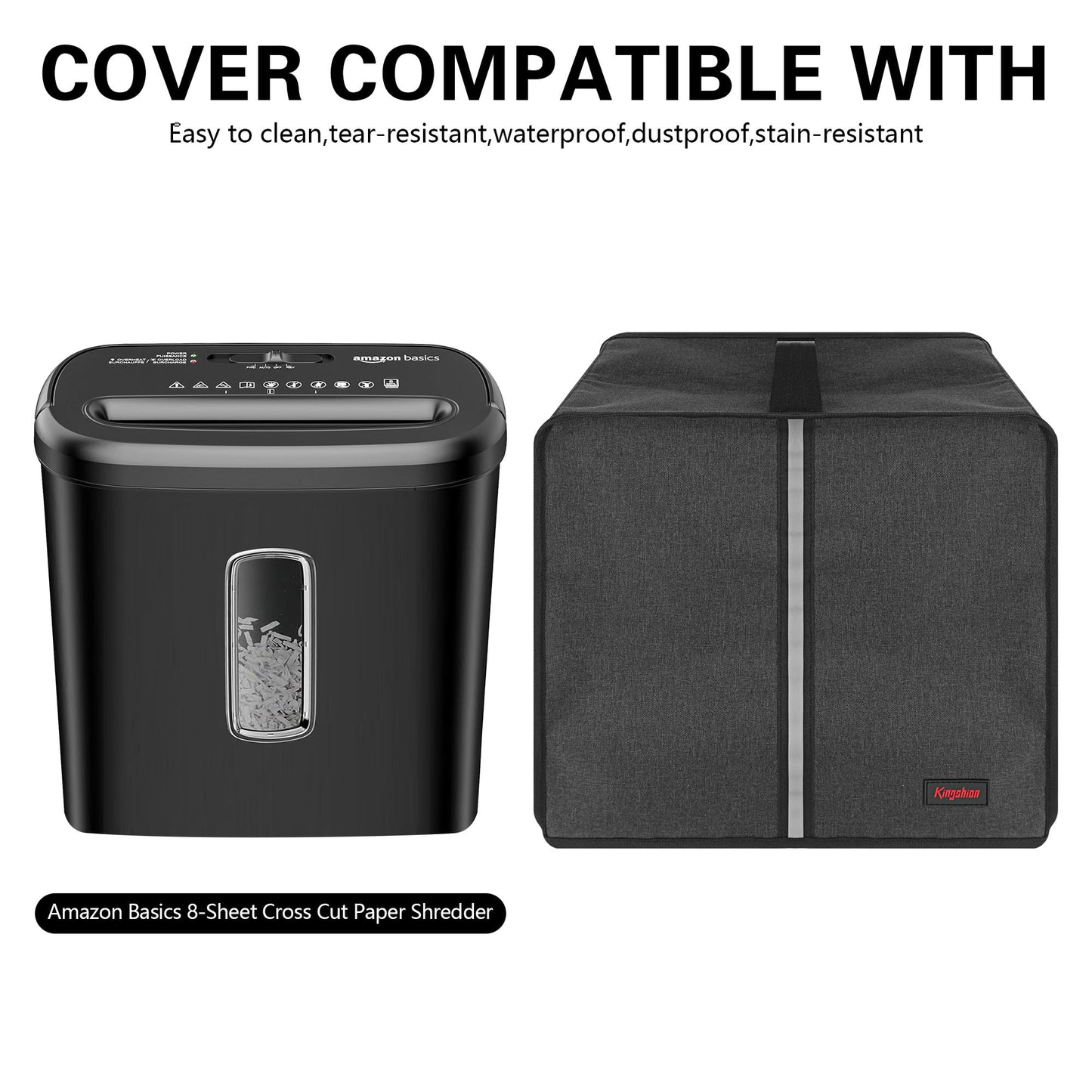 Paper Shredder Cover Compatible with Amazon Basics 8-Sheet Cross Cut Paper Shredder - Waterproof Dust & Pet Hair Protector with Reflective Strips