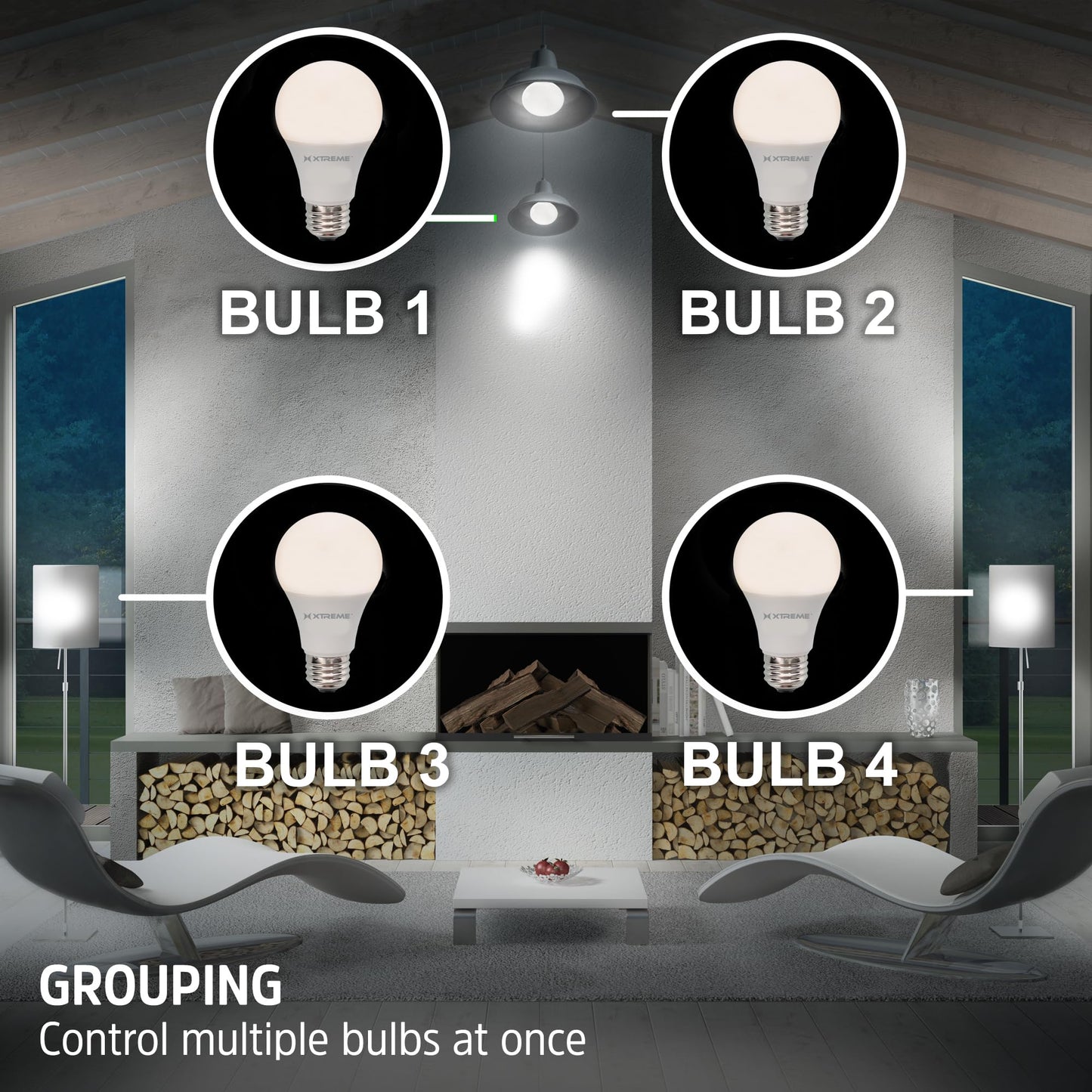 XTREME 4 Pack Smart Wi-Fi Dimmable White + Multi Color LED Light Bulb, A19, E26, 9 Watt, Mobile App Control