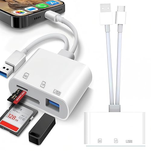 2Pack USB C SD Card Reader for iPhone/iPad,SD Card Reader,Dual Card Slot USB 2.0 Memory Card Reader Supports SD/TF Card Trail Camera Viewer SD Card