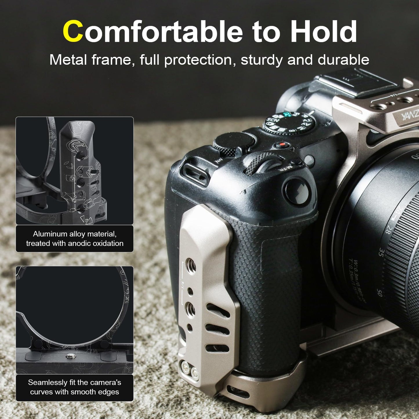 YANZUO Camera Cage for Canon R8 with Dual Cold Shoe Mount, Lightweight Modular Rig, Arca-Swiss Quick Release for Travel, YouTube, Photography