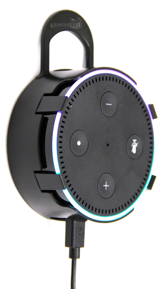 Amaz247 2nd Generation Echo Dot Protective Case for Echo Dot Gen 2, Alexa Case Cover Bag Box Accessories, Wall Mount with Hanger Loop (Black)