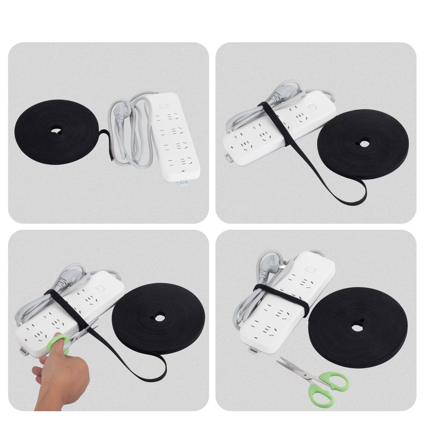 TUGEUNYU Nylon Hook and Loop Cable Ties, Black Self-Adhesive Reusable Cable Rolls-Customizable Length for Electricians,Home Cable Tie