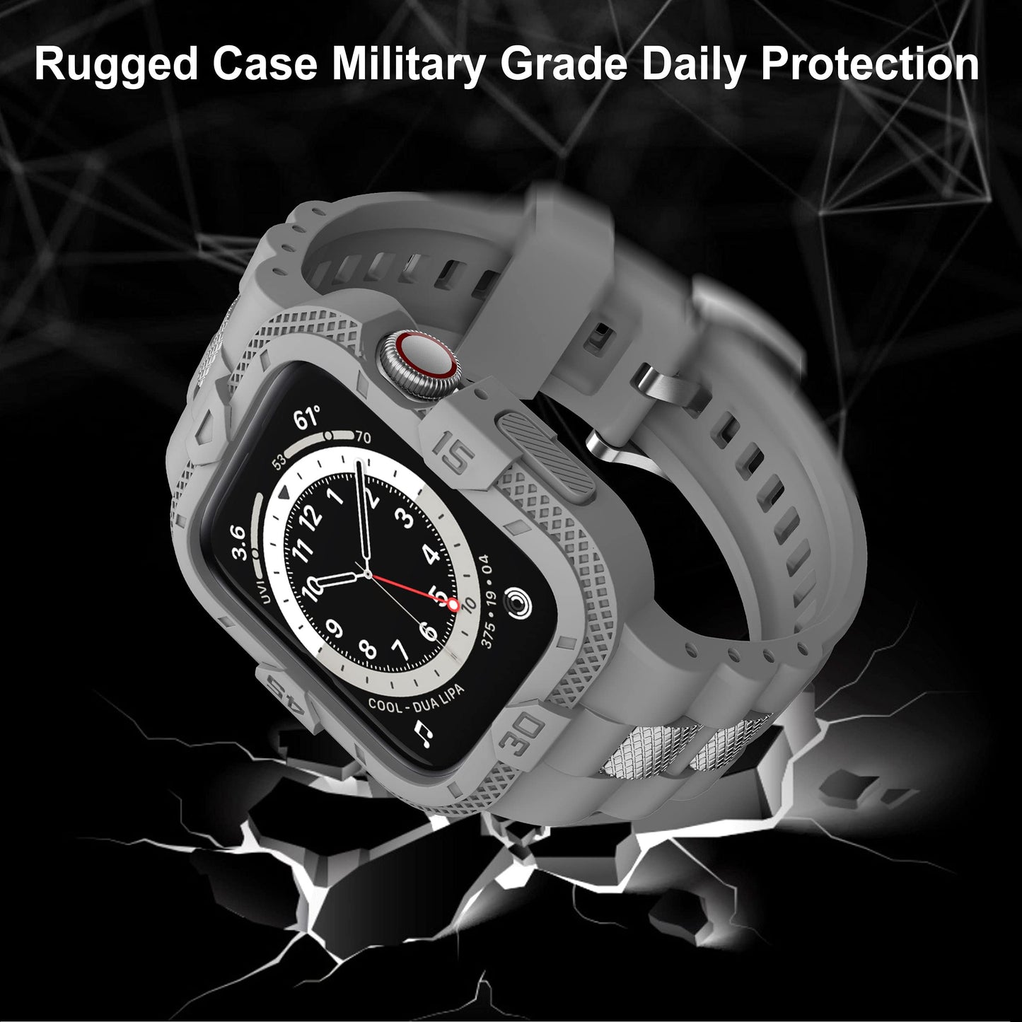GELISHI Bands Compatible for Apple Watch Band 41mm 40mm 38mm, Men Sport Rugged Band with Protective Case for Watch Series 9 8 7/Series 6 SE 5 4 3