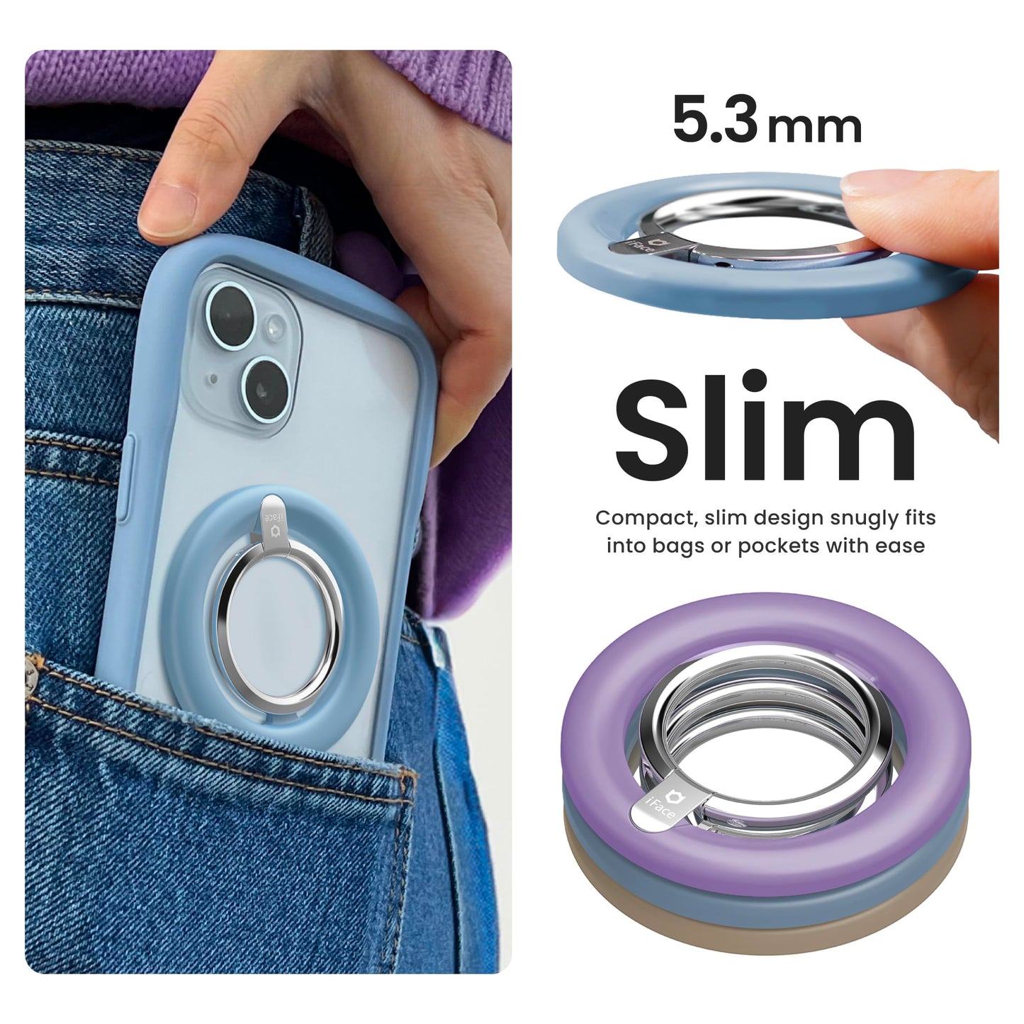 iFace MagSynq Smart Finger Ring Holder [ Compatible with MagSafe ] Magnetic Universal Smartphone Accessory for Girls/Women - Cute Stick-On Phone