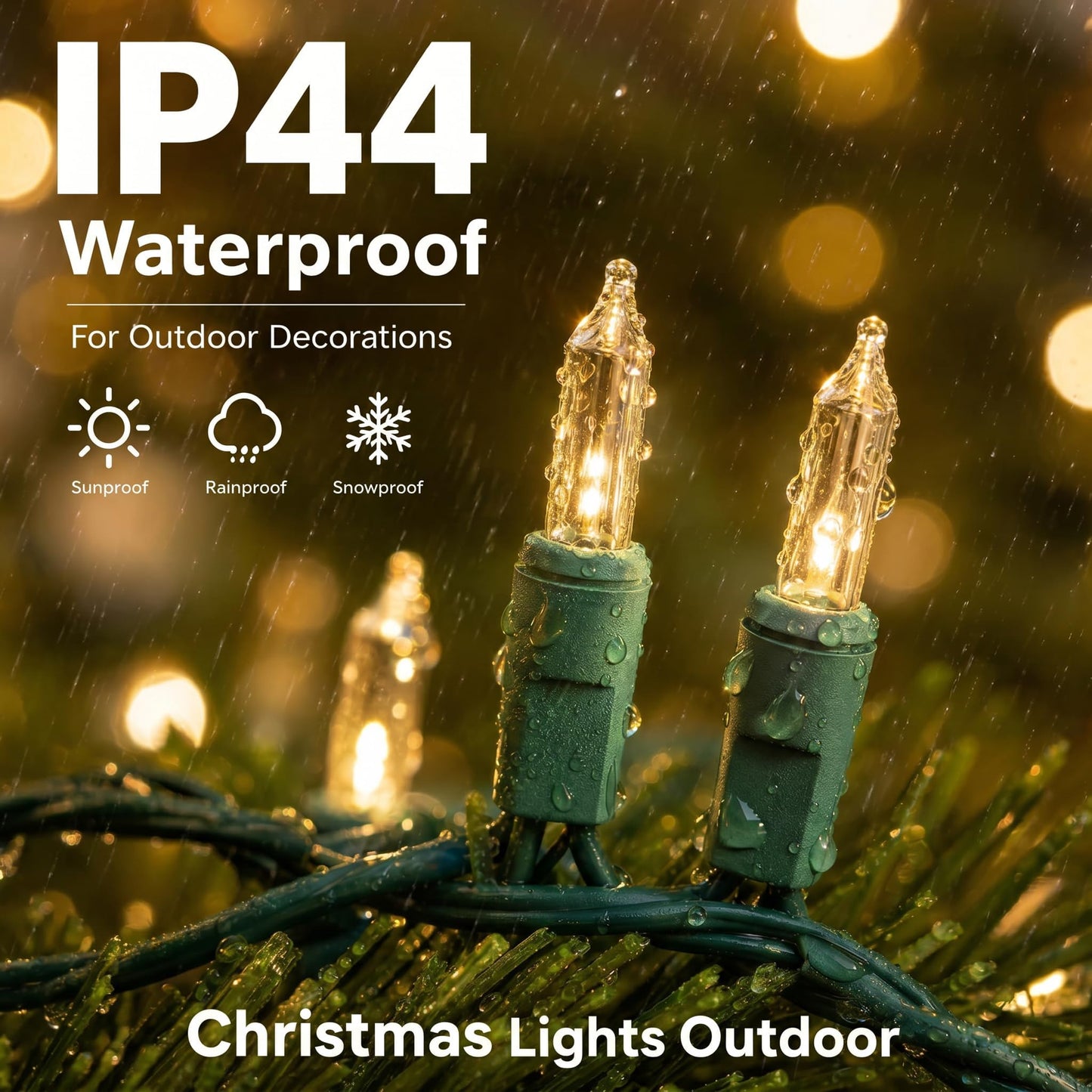 TW SHINE Warm White Christmas Lights Outdoor, 20FT 100 Count Incandescent Christmas Light Indoor, Waterproof Christmas Tree String Lights for Xmas
