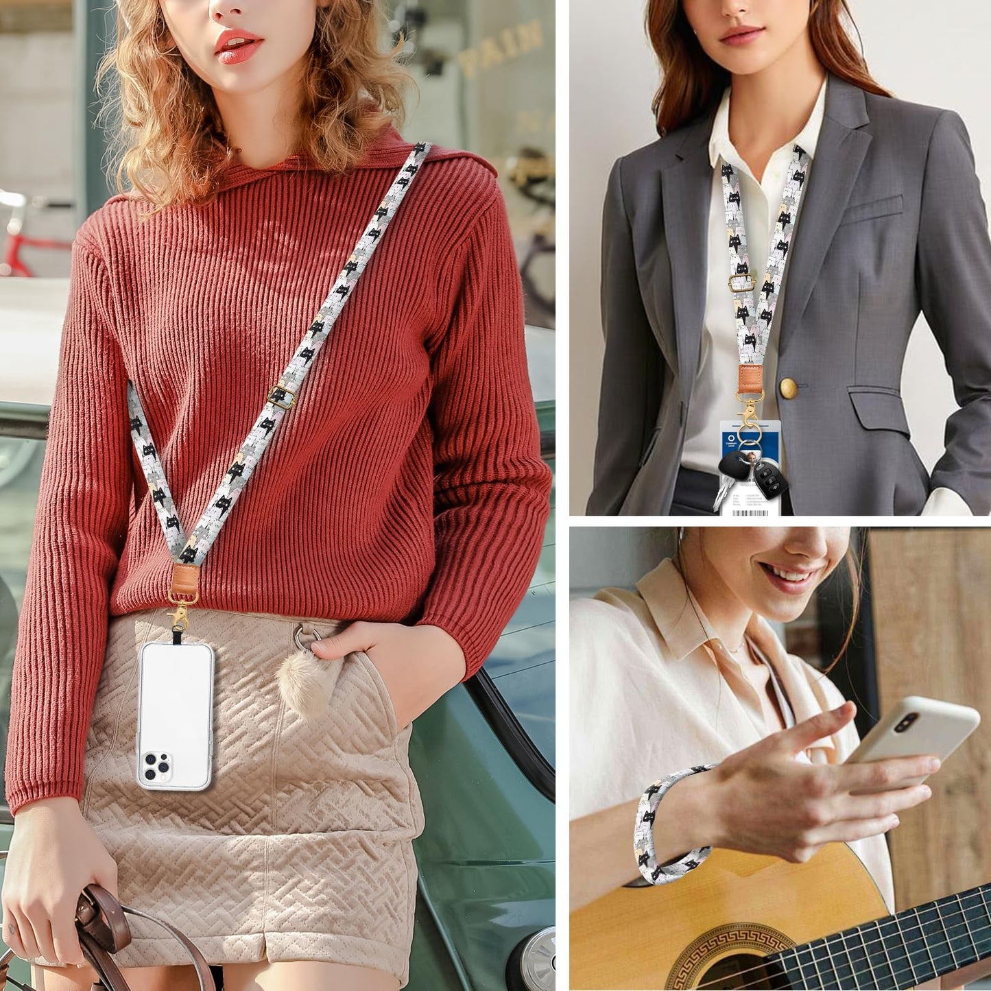 BeauBeast Cell Phone Lanyard Adjustable Crossbody Strap, Cute Universal Phone Neck Wristlet Wrist Strap Patch for Keys Case Accessories Cute Colorful