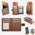 XQFERT Magnetic Wallet Cell Phone Card Holder, Stronger Magnetic Leather Phone Wallet Phone Credit, Card Holder Fit 6 Cards for iPhone