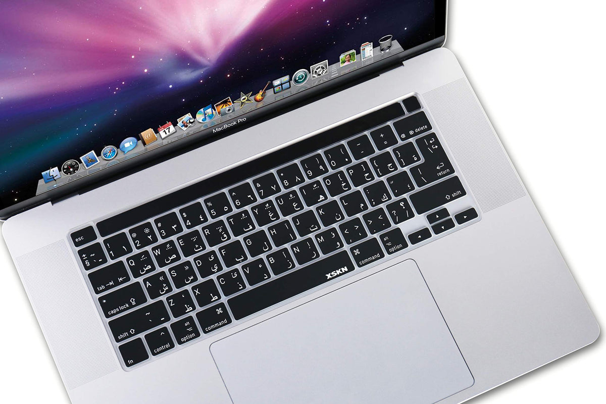 XSKN Arabic/English Bilingual Black Silicone Keyboard Cover Skin for Touch Bar Models 2019 MacBook Pro 16 inch A2141 2020 MacBook Pro 13.3 inch A2251