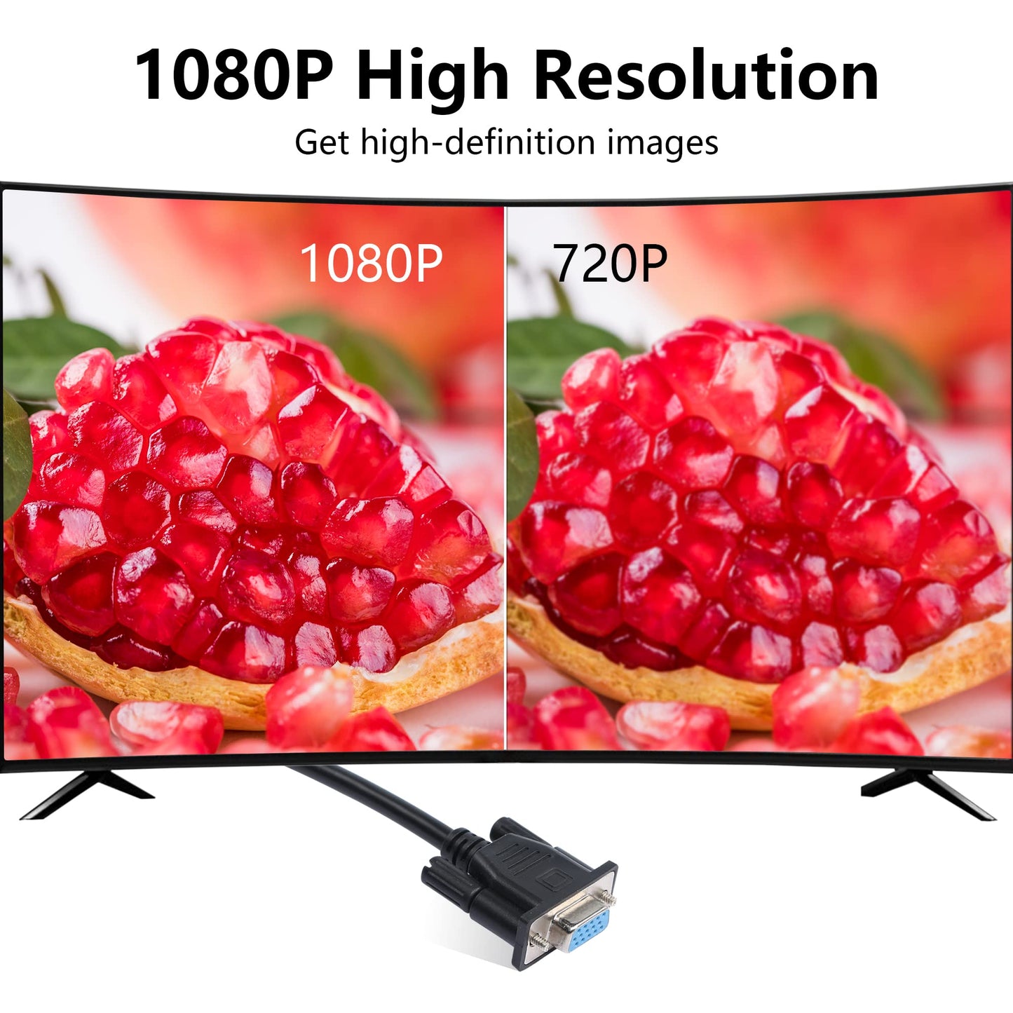 RIIEYOCA 90 Degree VGA Cable, 0.5M (Up), Supports 1080P Full HD, Connects VGA Devices