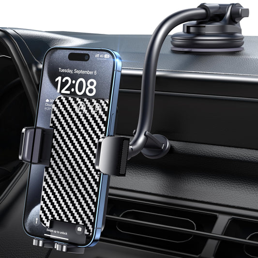 BIPOPIBO Phone Holders for your Car [Long Flexible Neck] Car Phone Mount [Anti-Shake Stabilizer] Cell Phone Holder Car for Dashboard Windshield