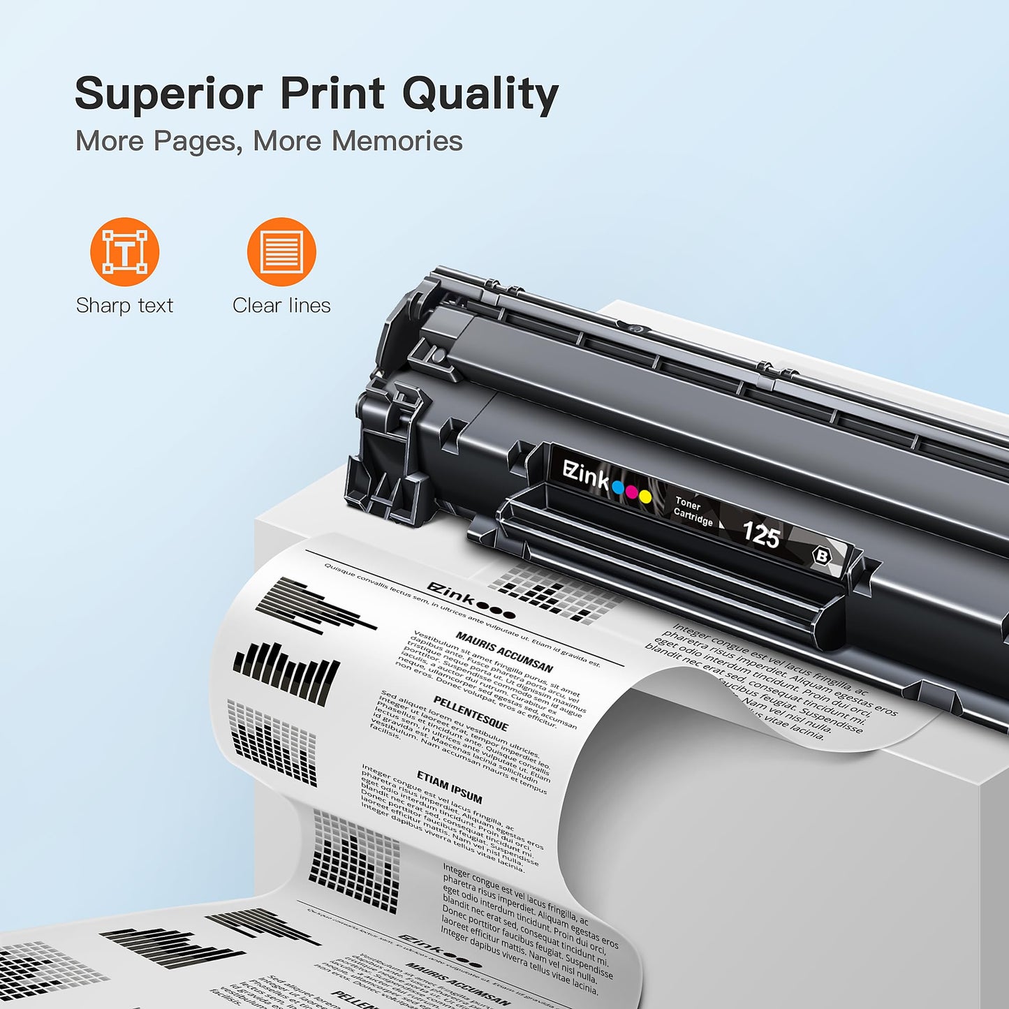 E-Z Ink Compatible Toner Cartridge Replacement for Canon 125 CRG-125 3484B001 to use with ImageClass LBP6030w ImageClass LBP6000 ImageClass MF3010