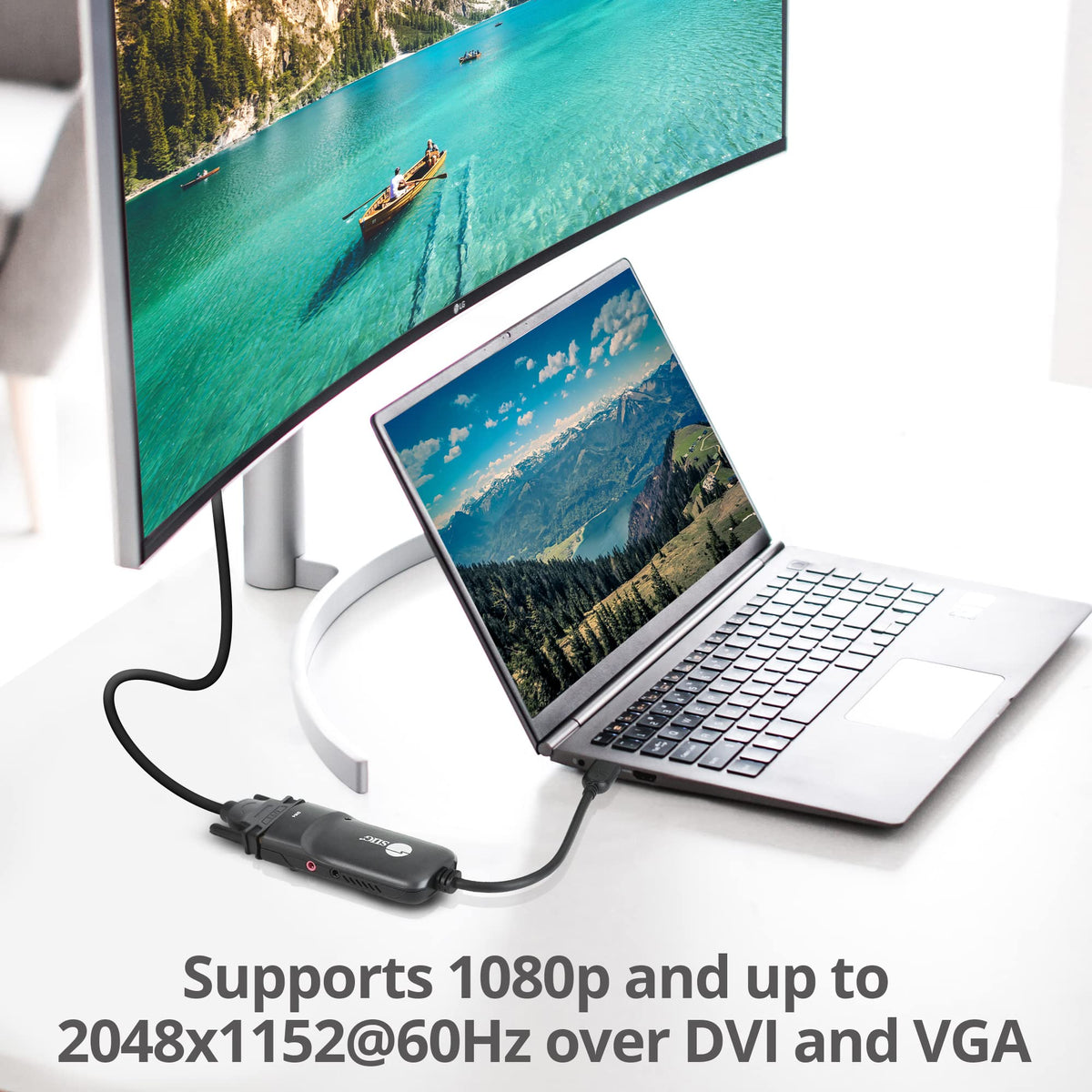 SIIG USB 3.0 to DVI and VGA Display Adapter, 2048x1152, JU-DV0112-S3