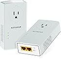 NETGEAR Powerline Adapter Kit, 2000 Mbps Wall-Plug, 2 Gigabit Ethernet Ports with Passthrough + Extra Outlet (PLP2000-100PAS), uses Your existing