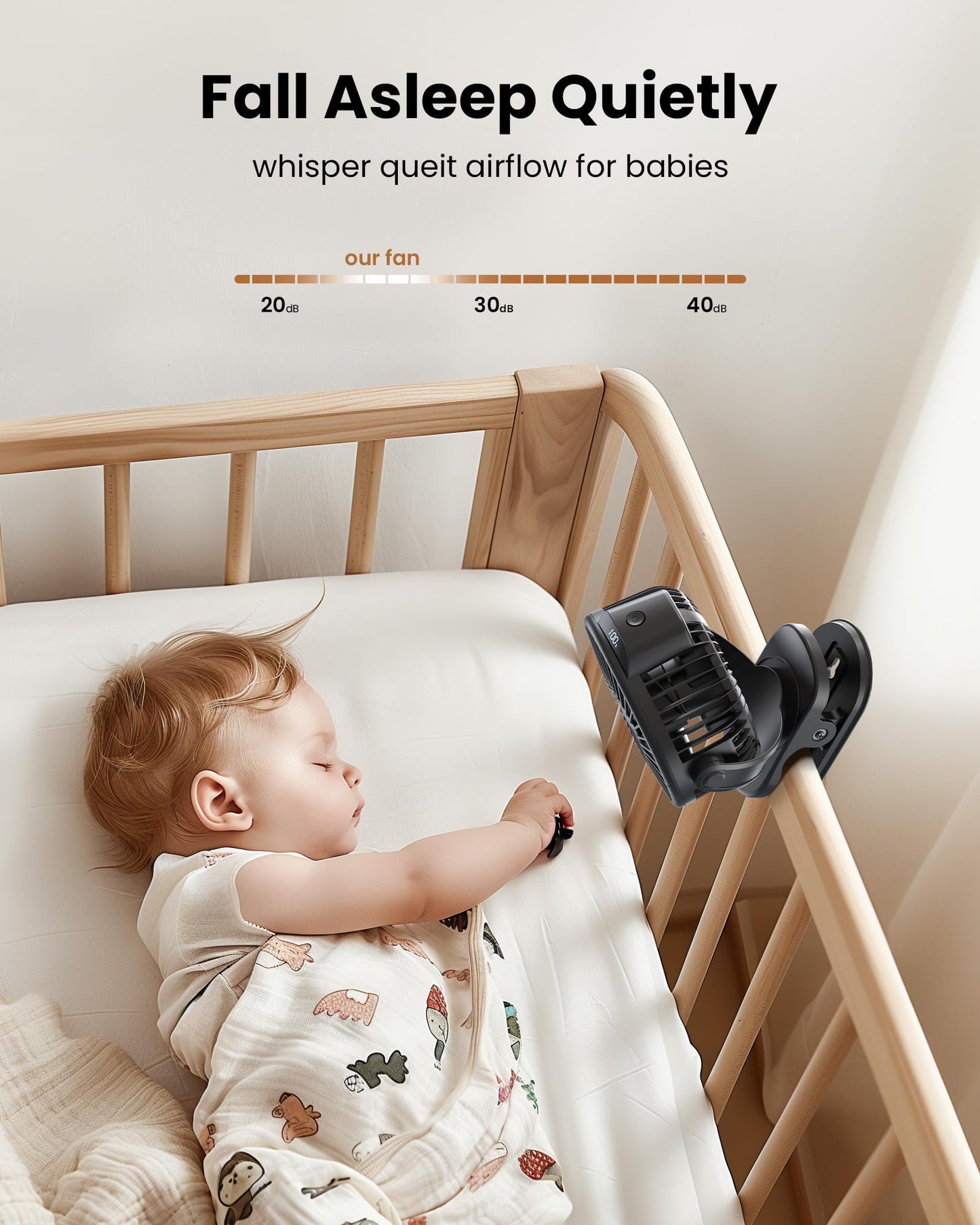 Koonie Portable Clip On Fan, Small Rechargeable Battery Operated, 3 Speeds