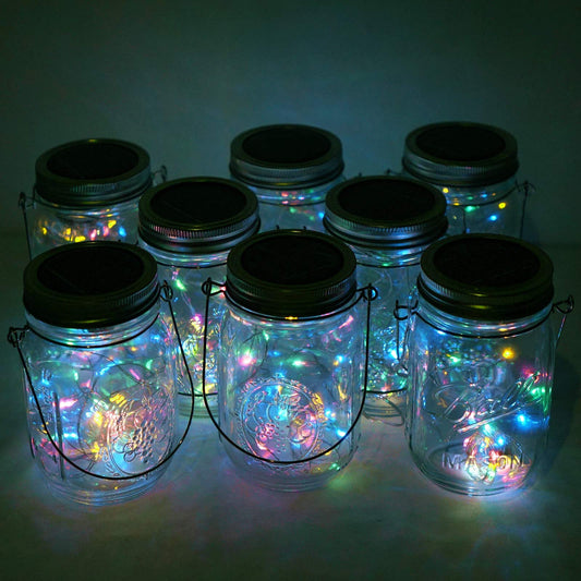 Cynzia Solar Mason Jar Lights, 6 Pack 20 LED Waterproof Fairy Star Firefly String Lights with 6 Hangers (Jar Not Included), for Mason Jar Garden