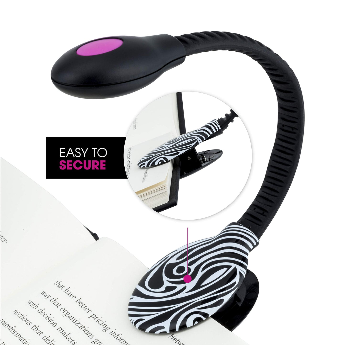 French Bull Rechargeable Sculpt Book Light (Black and White Marble)