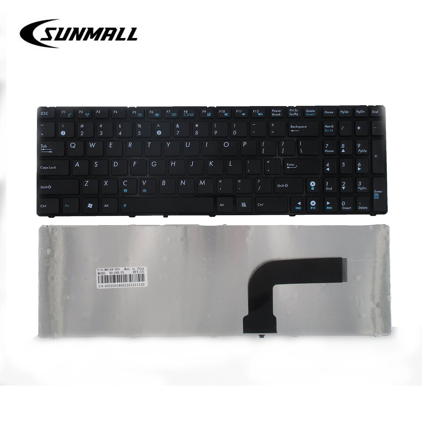 SUNMALL Keyboard Replacement Without Backlit Compatible with A52 F50 X53E A53S K53 K53S K54 G73S X73E Series Laptop Black US Layout