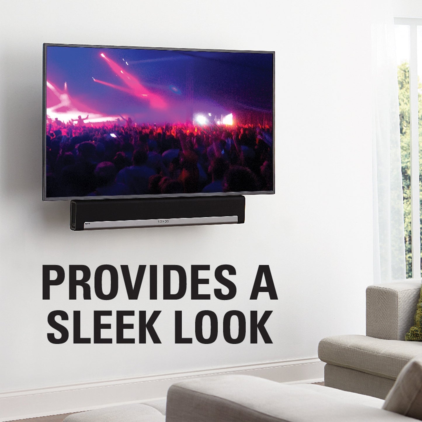 Sanus Soundbar Mount for Most Soundbars up to 15 lbs - Features Simple Install and Tool-Free Adjustments - Compatible with Most TVs and Mounts