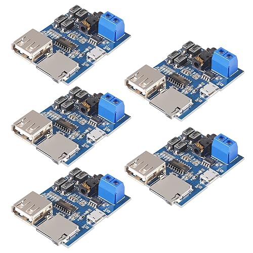 AITRIP 5PCS TF Card U Disk Play MP3 Decoder Player Module with Audio Amplifier Audio Decoding Player Module Micro USB 5V Power Supply