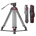 miliboo Heavy Duty Tripod Professional Video Tripod for Camera Fluid Head Tripods Stand with Ground Spreader, Capacity 33 lbs, Height 18.5-65.8