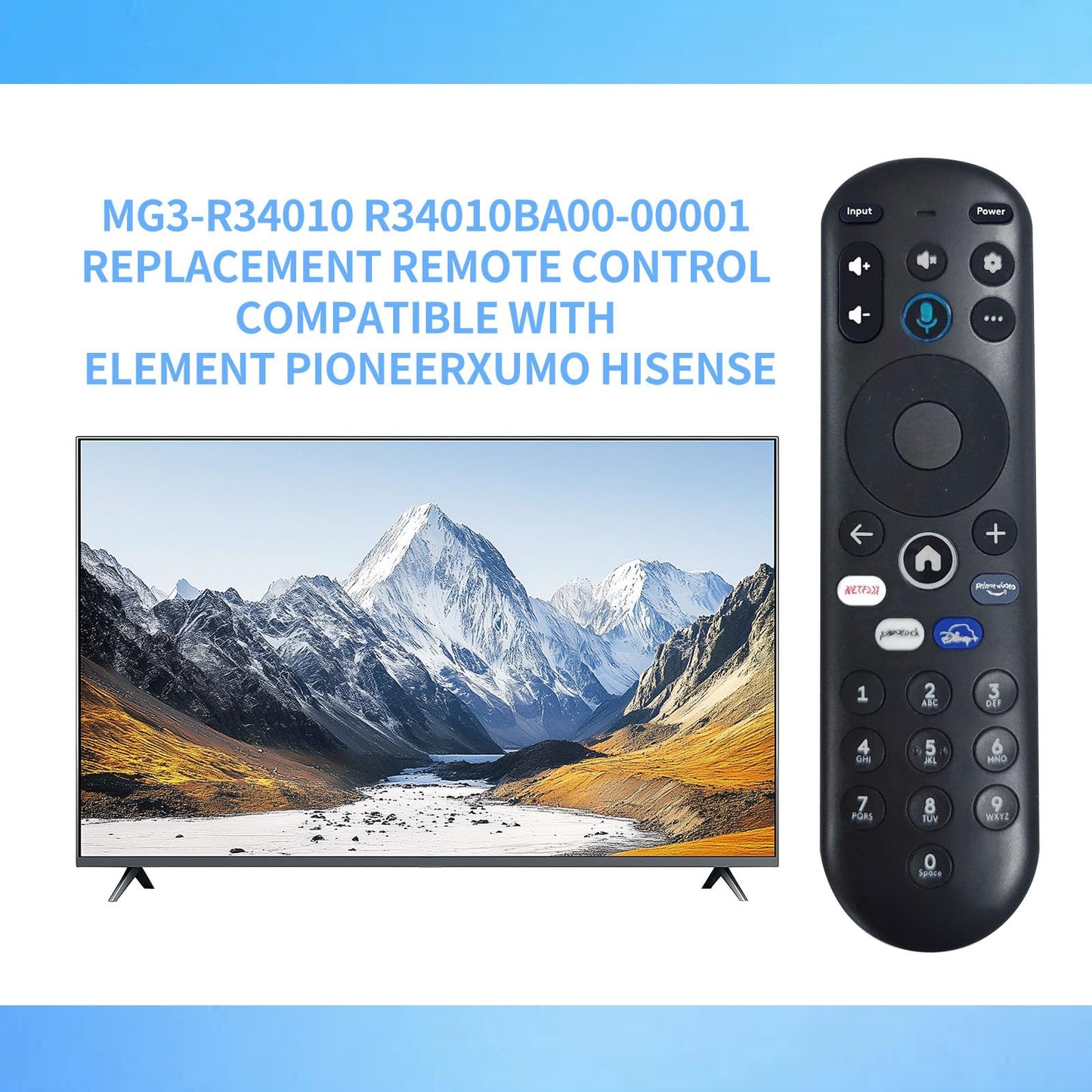 Voice Replacement Remote Control for Element 4K UHD HDR Xumo TV E500AC43C E500AC50C E500AC55C E500AC65C E500AE98C E300AE24C E550AE55C E550AE75C