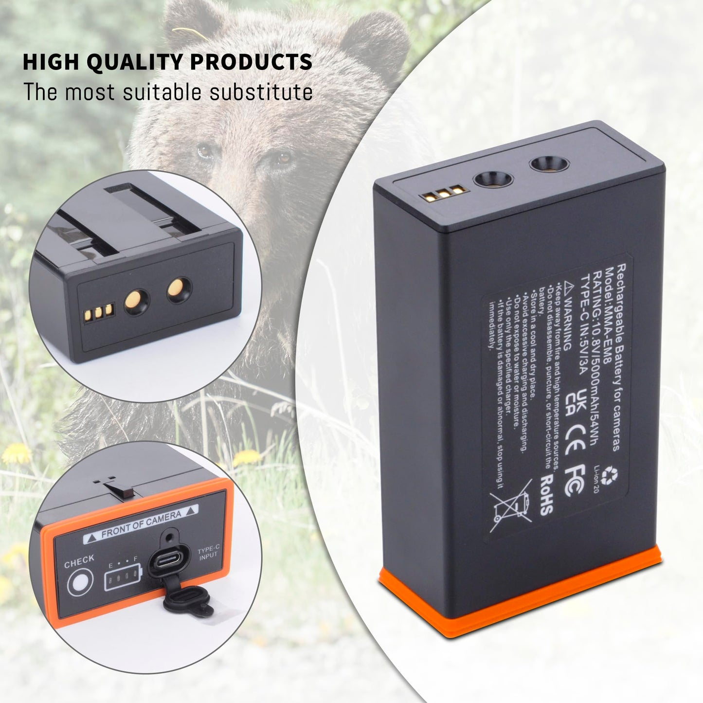 5000Mah 4-Pack battery replacement Compatible for Moultrie Edge, Edge 2, Edge Pro, Edge 2 Pro Trail Camera, Hunting Cameras Rechargeable Lithium-Ion