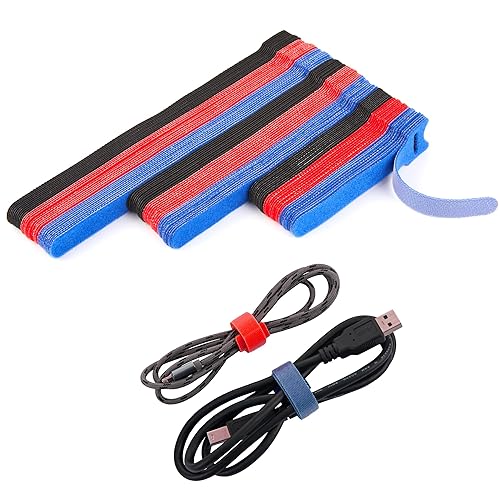 NBTORCH 90 PCS Reusable Cable Ties 4+6+8 Inch, Adjustable Hook and Loop Straps for Cord Organization, Wire Management - Home, Office, Garage