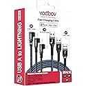 VODBOV iPhone Charger Lightning Cord 3Pack 1FT 3FT 6FT Right Angle MFi Certified Cable Braided USB Charging Wire High Speed Black