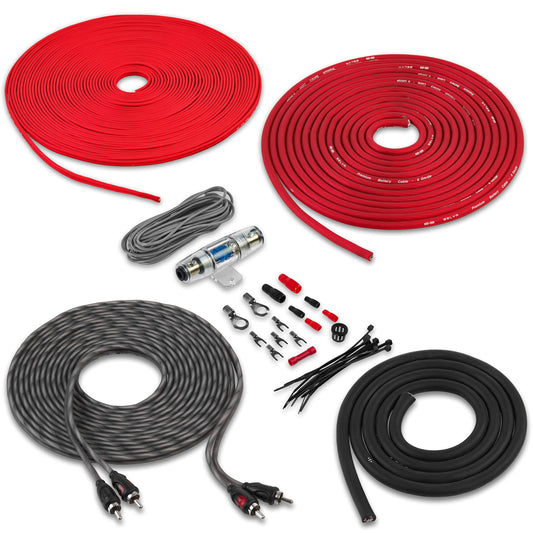 Belva True 8 Gauge AWG Premium CCA Complete Amplifier Wiring Kit with OFC 2-Channel RCA Cable - BAK82 RED