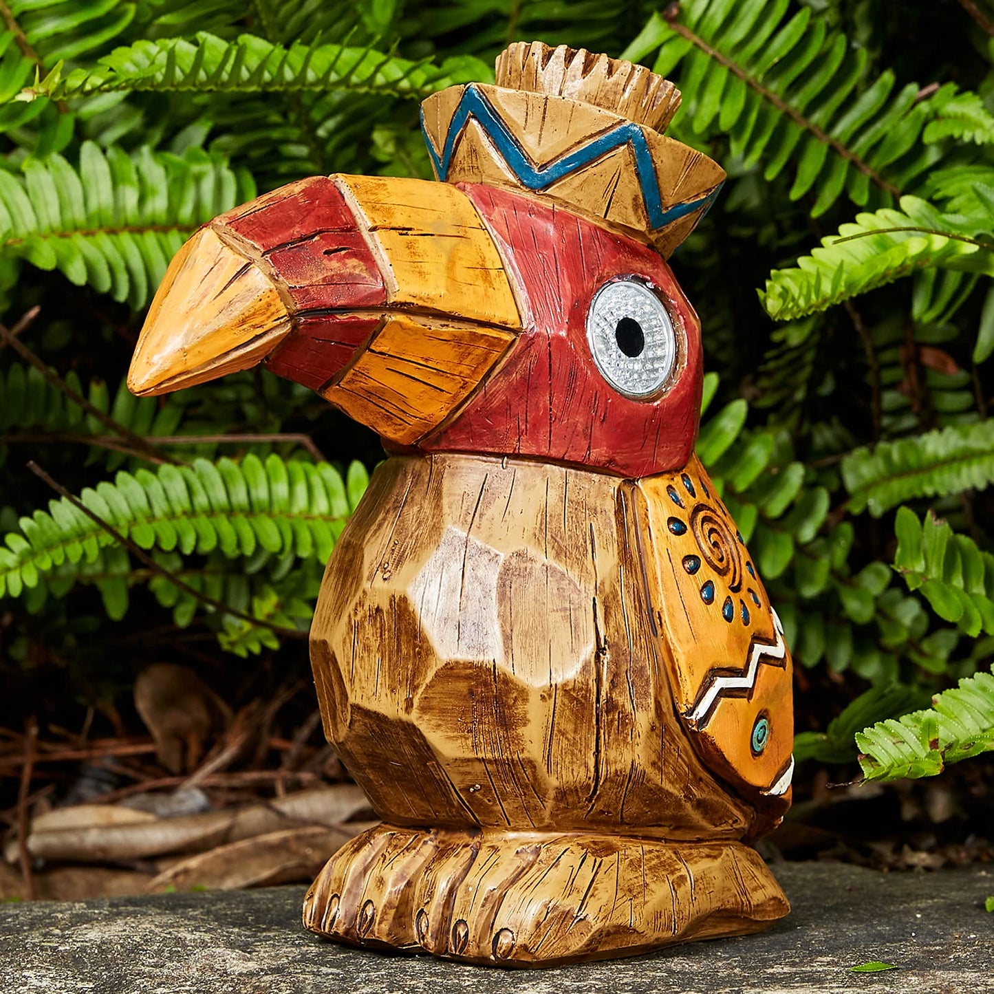 Yiosax Solar Tiki Statue-WoodWoodpecker Bird-Garden Hawaiian - Solar Outdoor Light Garden Sculptures & Statues Totem Pole Bar Outdoor Patio Pool Yard