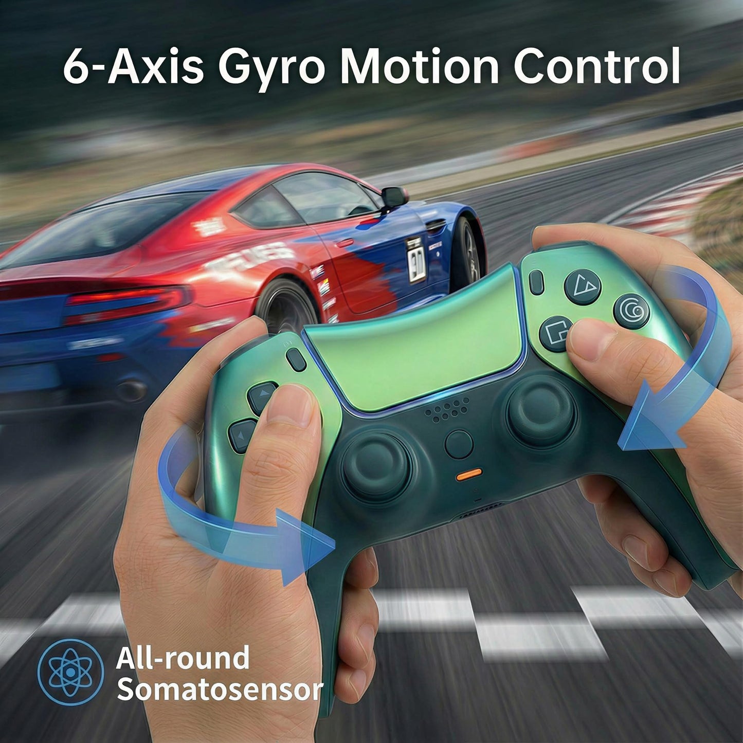CelebFuny Wireless Controller for PS5 with 1500mAh Battery, Dual Vibration, 3.5mm Audio Jack, Speaker, 6-Axis Motion Gamepad Compatible with PS5