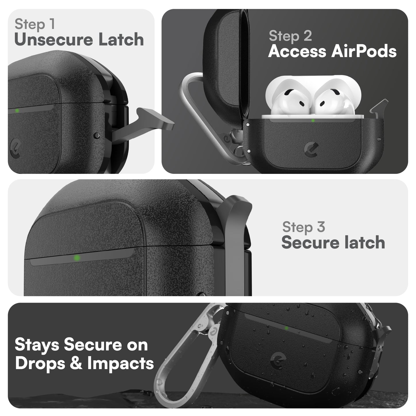 Keybudz for Waterproof AirPods 4 Case with Lock - IP68 Waterproof and Dust Proof, Shockproof Protector, Heavy Duty Rugged Protection, Drop Proof Hard