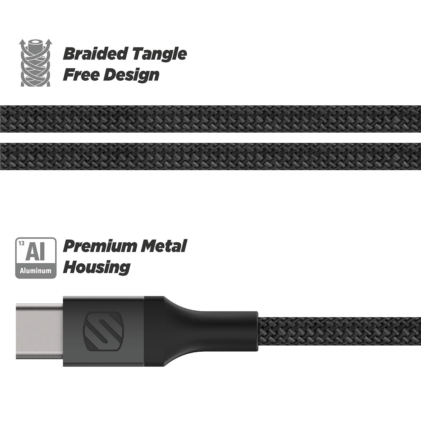 Scosche Ci4B4SG-2PKBP0 MFi Certified USB-C to Lightning Cable | Fast Charging Braided Cord for Apple iPhone 14/13/12/11, iPad, AirPods Pro, Apple…