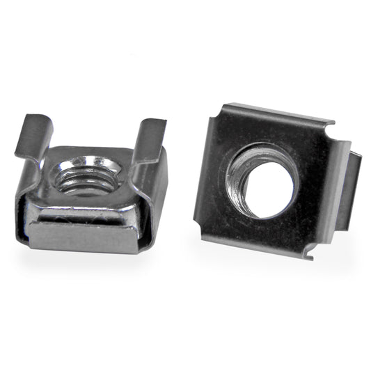 StarTech 100-Pack M6 Square Hole Cage Nuts & Tool, Nickel-Plated, TAA