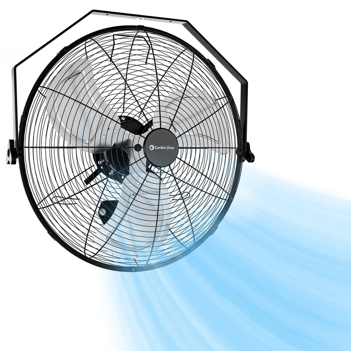 Comfort Zone 20-inch Industrial High Velocity Fan - Heavy Duty All-Metal Floor & Wall Mount Fan, 3-Speed High Power Cooling for Garage, Workshop, or