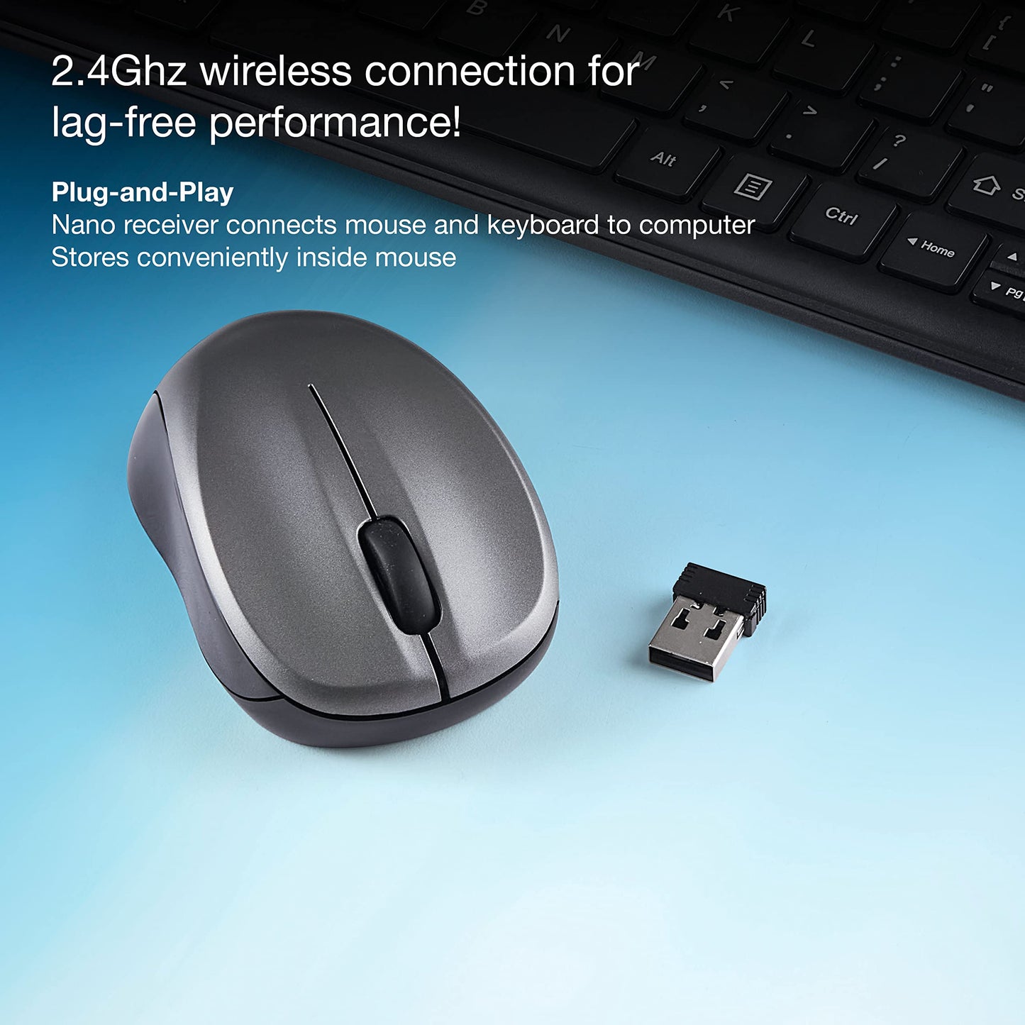 Verbatim Wireless Keyboard and Mouse Combo Compact Silent 2.4GHz Lag-Free Wireless Mouse and Keyboard Combo with USB Nano Receiver for Laptop, PC