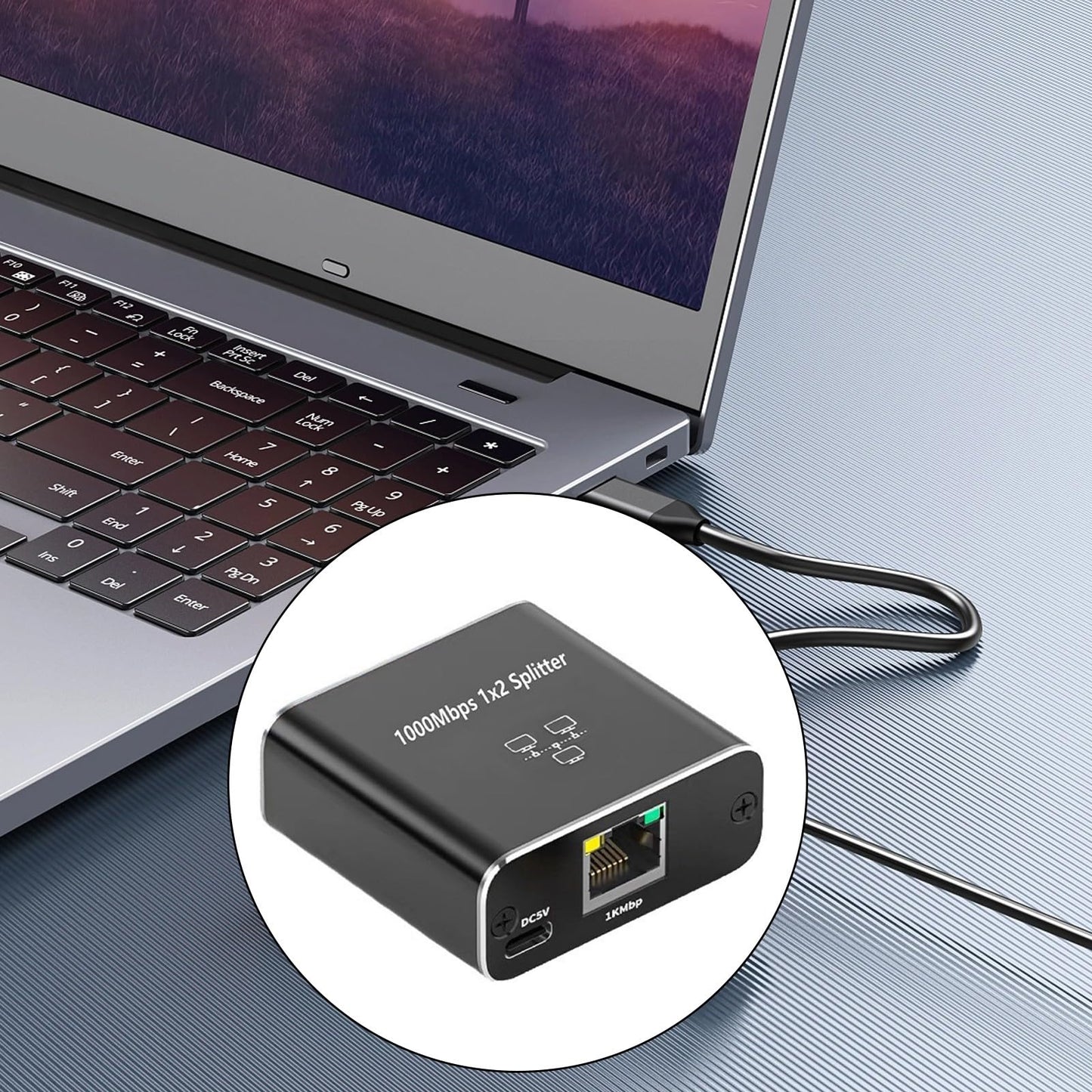 AOOOWER Splitter 1 to 2 3 4 1000Mbps Ethernet Splitter with Type C Power Cable Gigabit Switches for Computer, Hubs, Routers