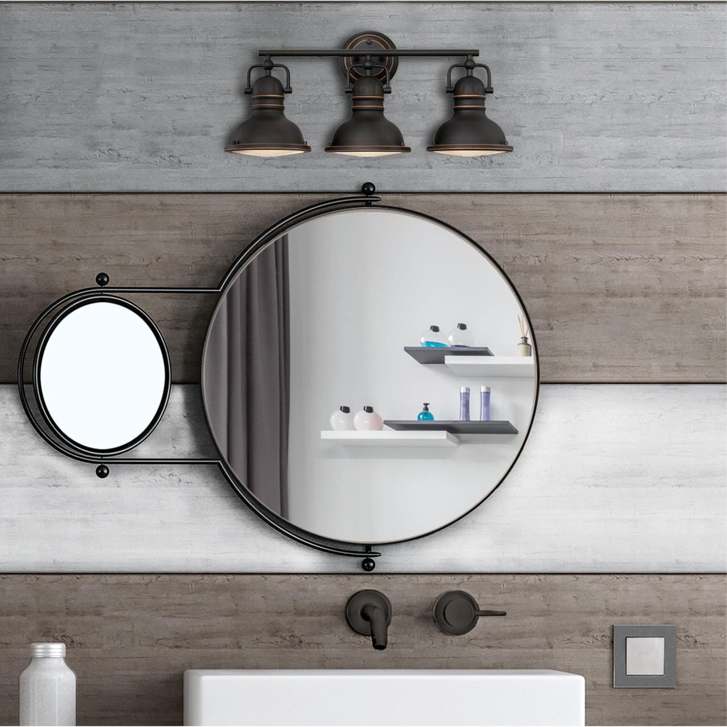 Westinghouse 6116200 Boswell Vintage-Style Three-Light Indoor Vanity Light Fixture, Oil Rubbed Bronze Finish with Highlights, Frosted Prismatic