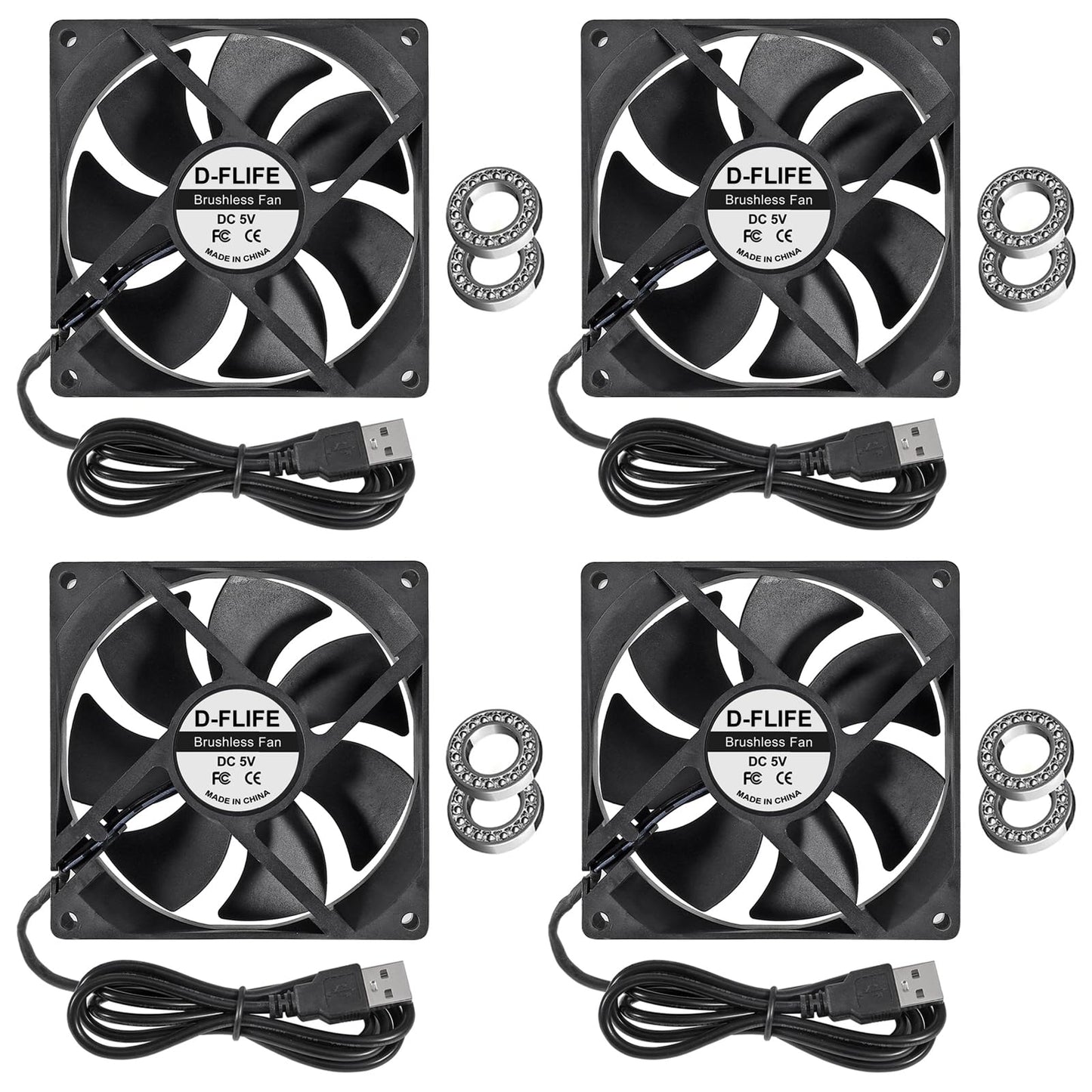 4pcs 9225 92mm x 92mm x 25mm DC 12V 2Pin Computer Fan High Speed Muffin Fan Cooling Fan,UL-Certified for 3D Printer Computer Case Fan (Double Ball