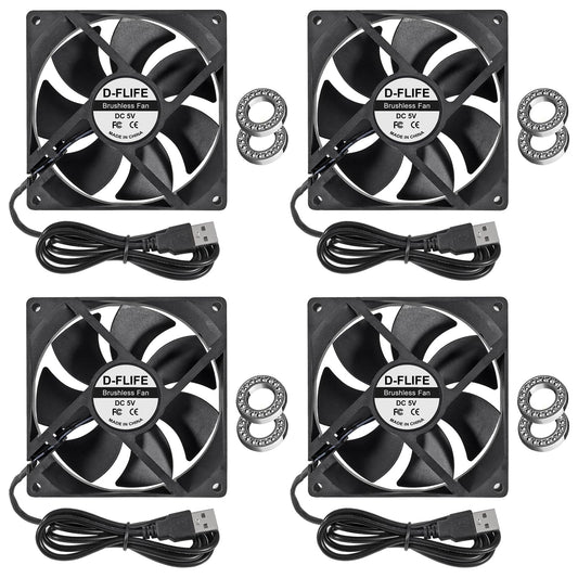 4pcs 9225 92mm x 92mm x 25mm DC 12V 2Pin Computer Fan High Speed Muffin Fan Cooling Fan,UL-Certified for 3D Printer Computer Case Fan (Double Ball