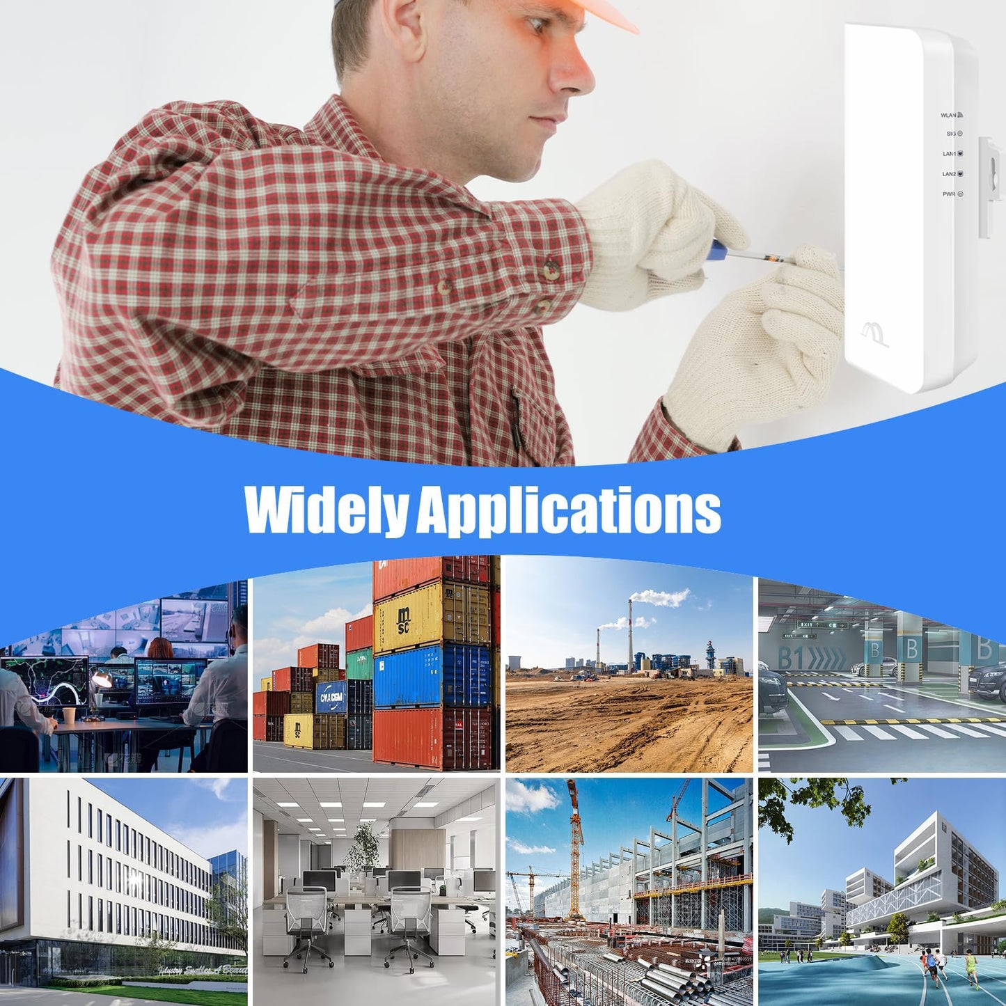 Davuaz Wireless Bridge,2.4GHz 300Mbps 2x14dBi High Speed | 1KM Long Range Working Distance | Point to Point Ptmp Outdoor WiFi Bridges for Wireless
