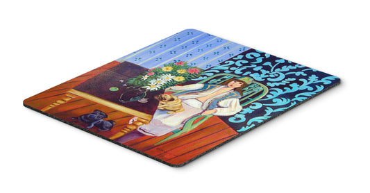 Caroline's Treasures 7265MP Lady with her Pug Mouse Pad, Hot Pad or Trivet for Home Office Gaming Working Computers Laptop Mouse Mat,Washable Large