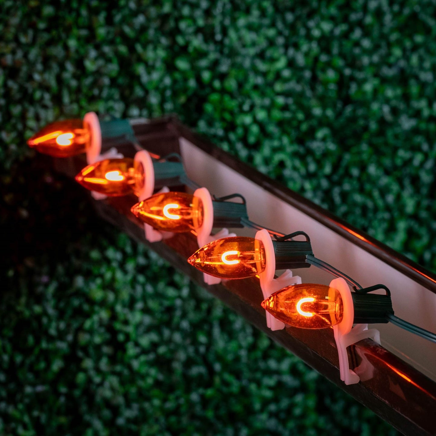Novelty Lights 25 Pack C9 LED Flex Filament Bulbs, Warm Amber, E17 Base