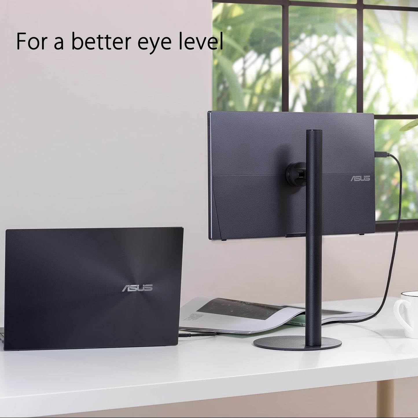 ASUS ZenScreen Stand MTS02D - Ergonomic Stand for Portable Monitors, Tilt, Pivot, Height adjustments, 1/4” Tripod Socket Compatible, Work from Home