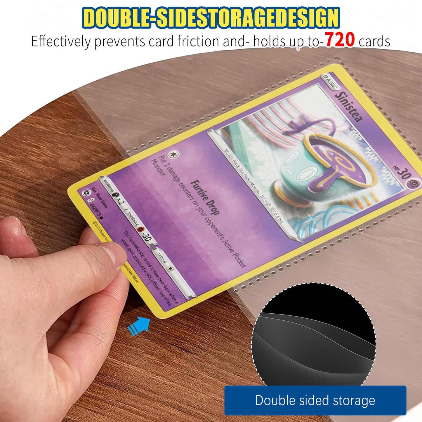 ABLY 720 Pocket Double Sided Card Sleeves, 9-Pocket, for 3 Ring Binder
