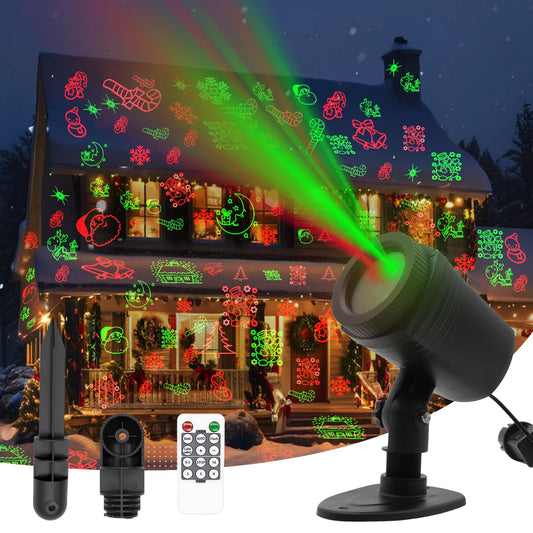 DXstring Christmas Projector Lights Outdoor, 16 Christmas Patterns, IP65 Waterproof, Remote Control and Timer, Christmas Decorations Light