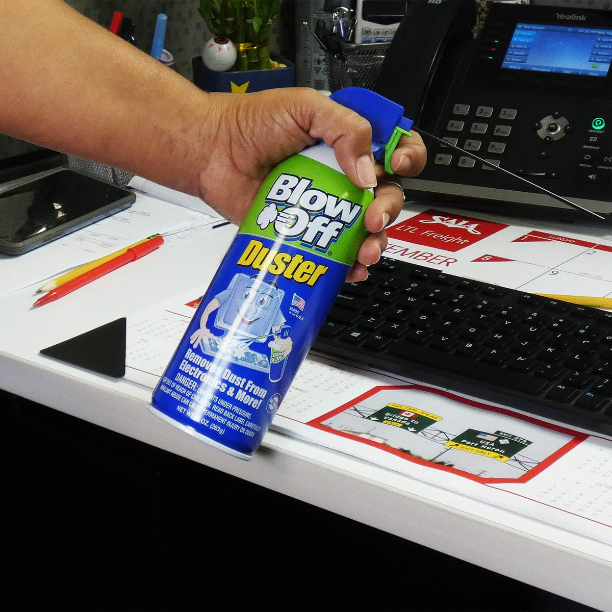 Blow Off Air Duster Can with Nozzle, 10 oz., Blue/Green - 9962