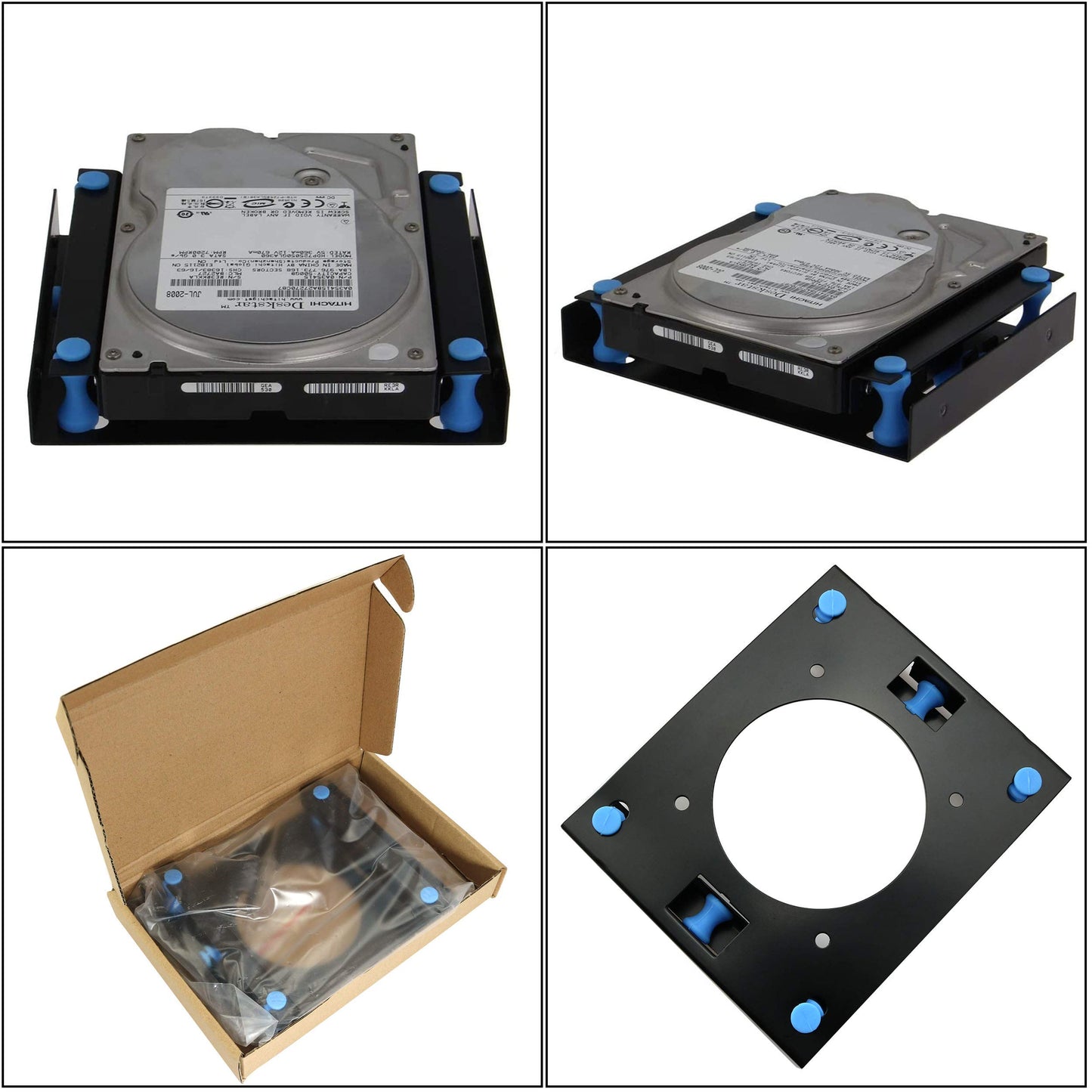 MEETOOT Blue Color 3.5" Hard Disk Shock Absorber Bracket with Mounting Screws for PC Case 3.5 HDD to 5.25 DVD ROM Bay Mounting Adapter with Rubber