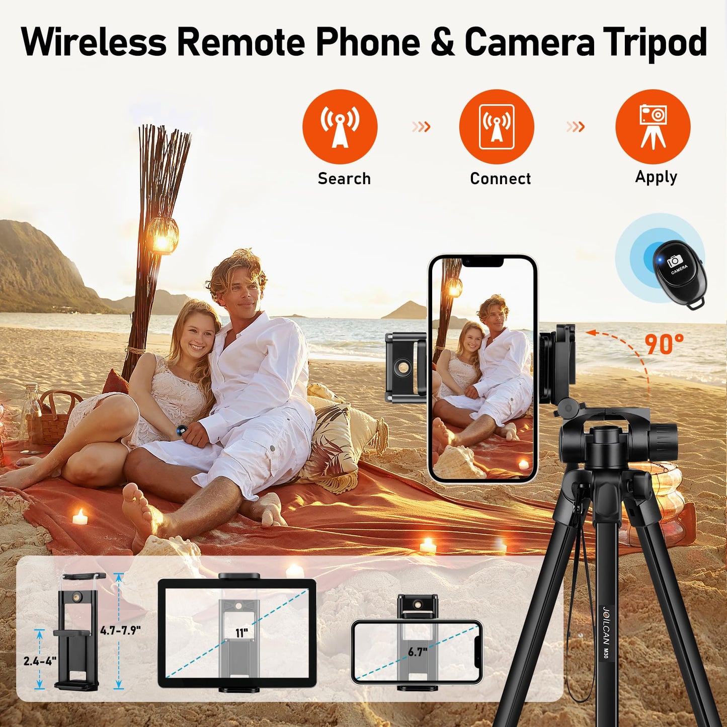 JOILCAN Camera Tripod, 68" Tablet Tripod Stand for Phone Cameras, Travel Tripods Compatible with iPad iPhone DSLR SLR Projector, Cell Phone Tripods